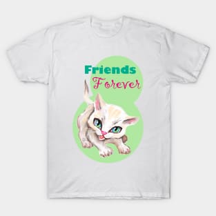 Sweet cute white kitten best friend. Love you cat. T-Shirt